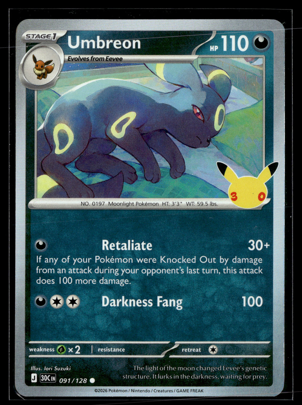 Pokemon tcg ME: 30th Celebration #091/128 Umbreon