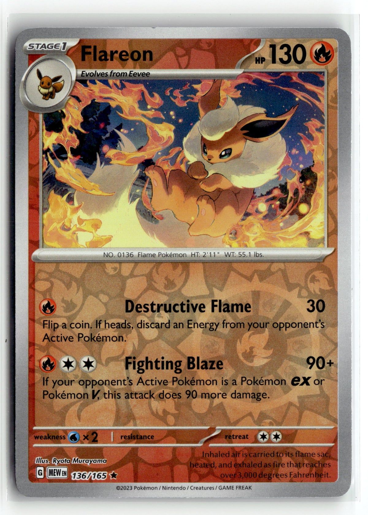 Pokemon tcg SV: Scarlet & Violet 151 #136/165 Flareon