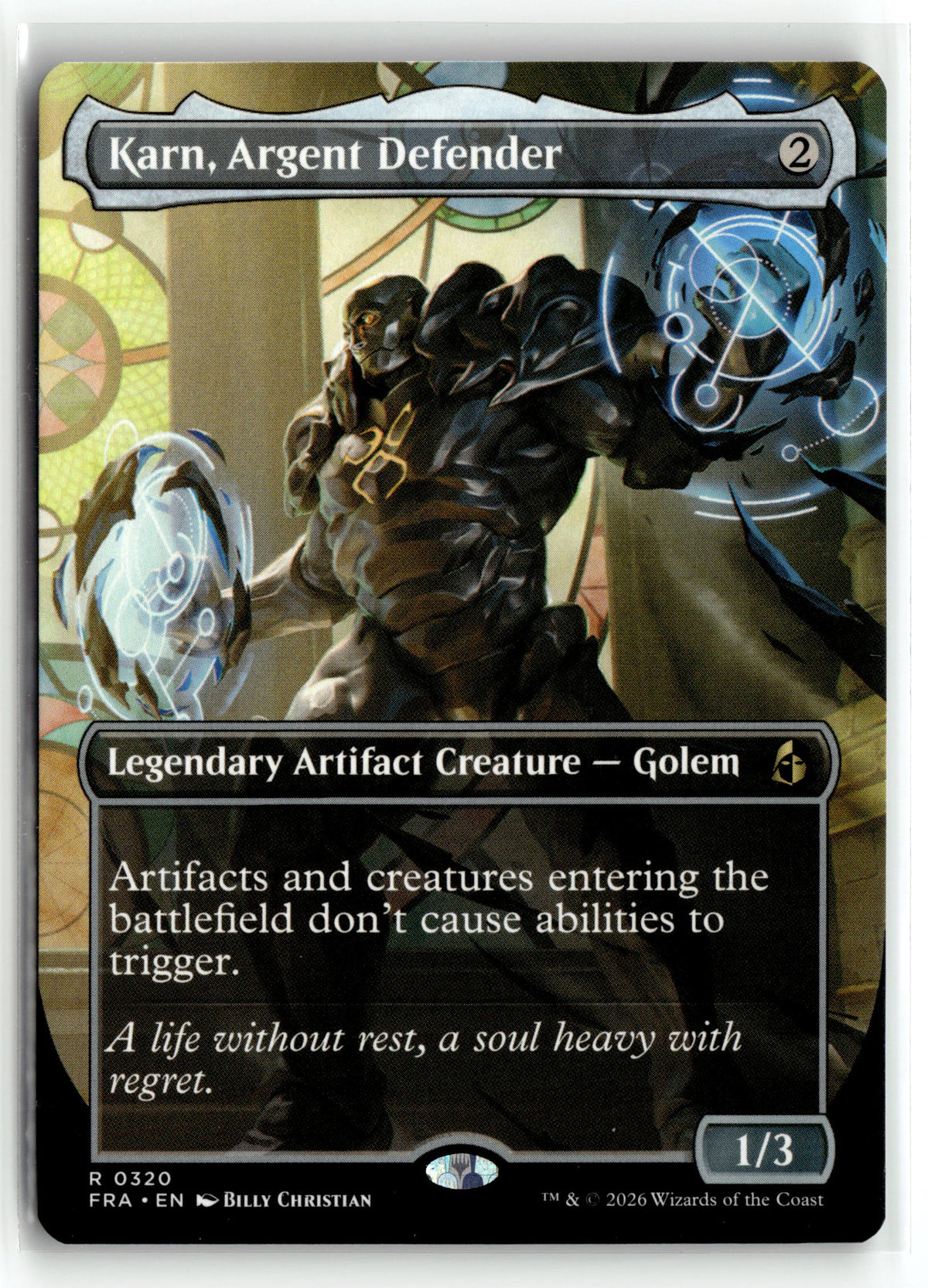 Magic_the_gathering tcg Reality Fracture #320 Karn, Argent Defender (Borderless)