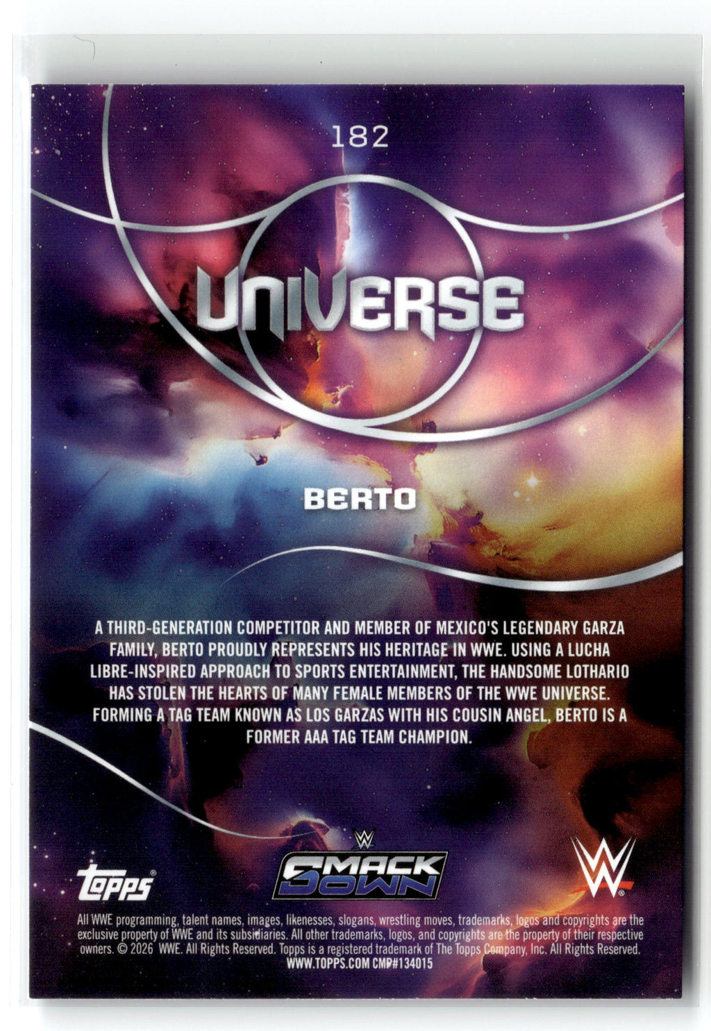 2026 Topps Universe WWE #182 Berto Blue Pulse #/199