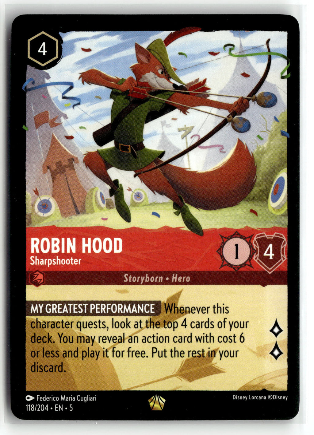 Disney_lorcana tcg Shimmering Skies #118/204 Robin Hood