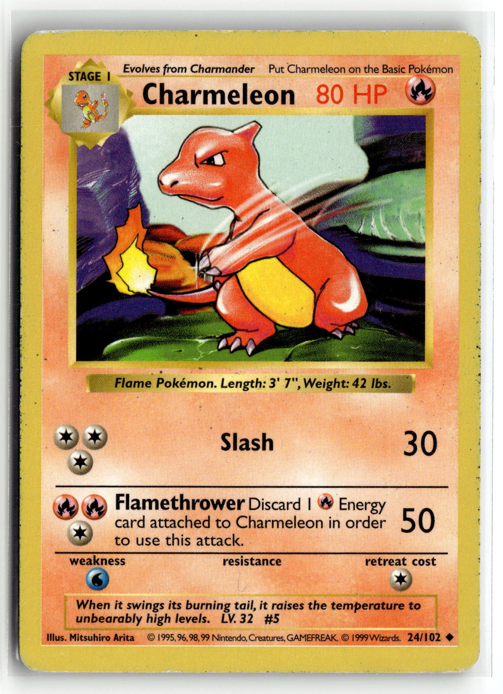Pokemon tcg Base Set (Shadowless) #024/102 Charmeleon