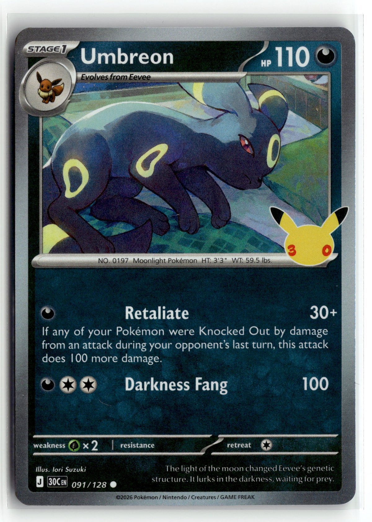 Pokemon tcg ME: 30th Celebration #091/128 Umbreon