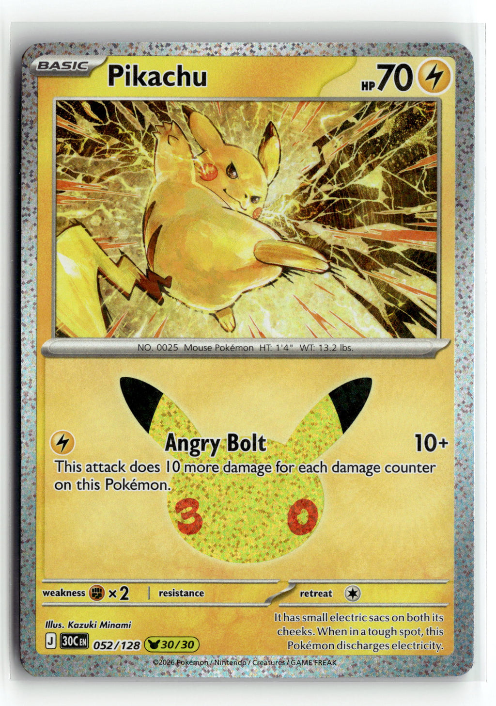 Pokemon tcg ME: 30th Celebration #052/128 Pikachu