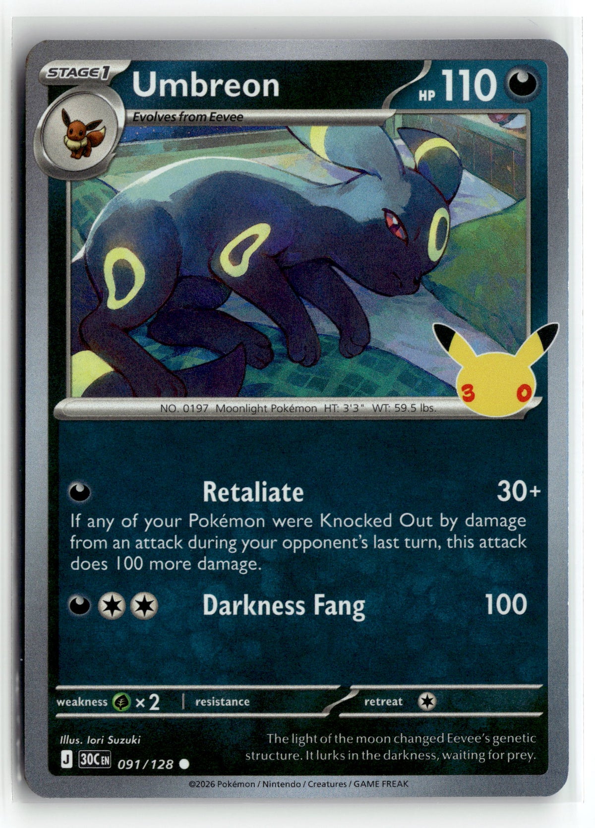 Pokemon tcg ME: 30th Celebration #091/128 Umbreon