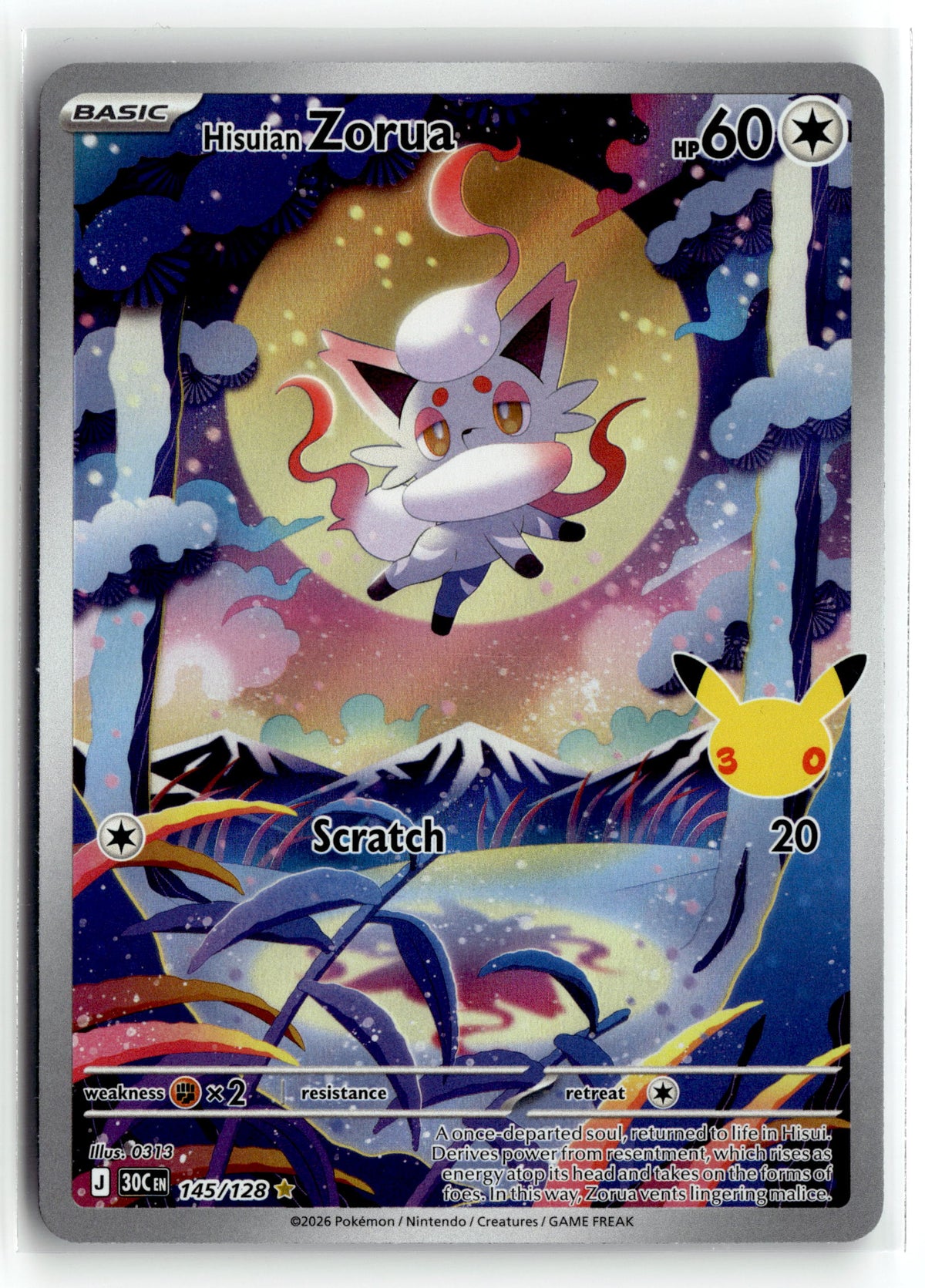Pokemon tcg ME: 30th Celebration #145/128 Hisuian Zorua