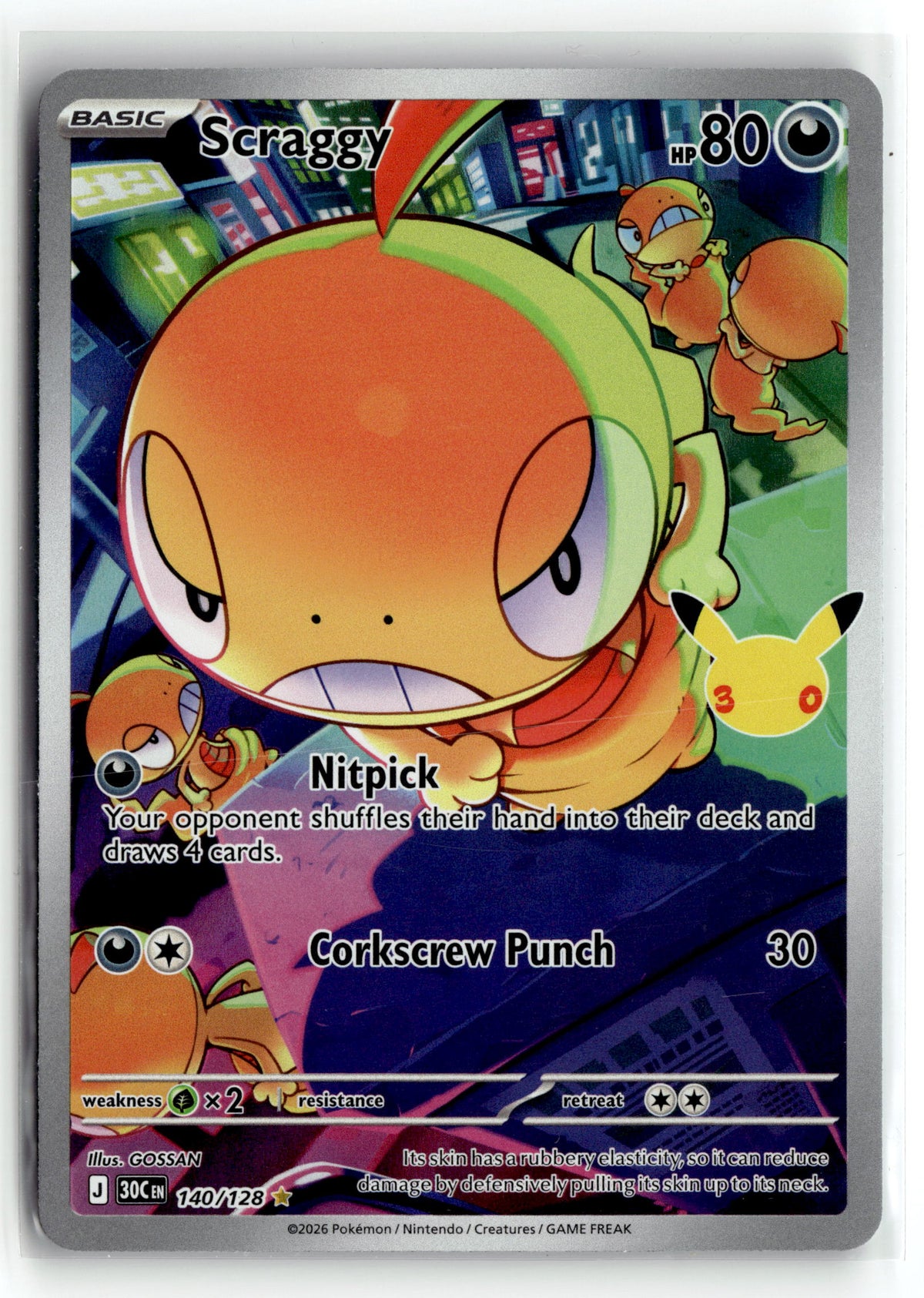 Pokemon tcg ME: 30th Celebration #140/128 Scraggy
