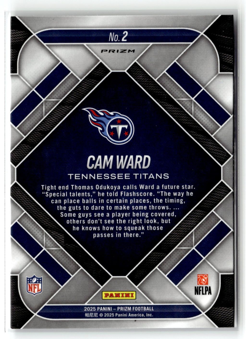 2025 Panini Prizm #2 Cam Ward Emergent