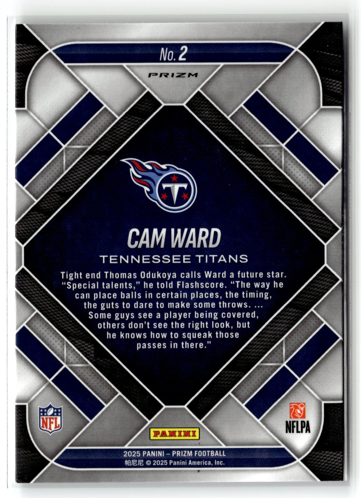 2025 Panini Prizm #2 Cam Ward Emergent
