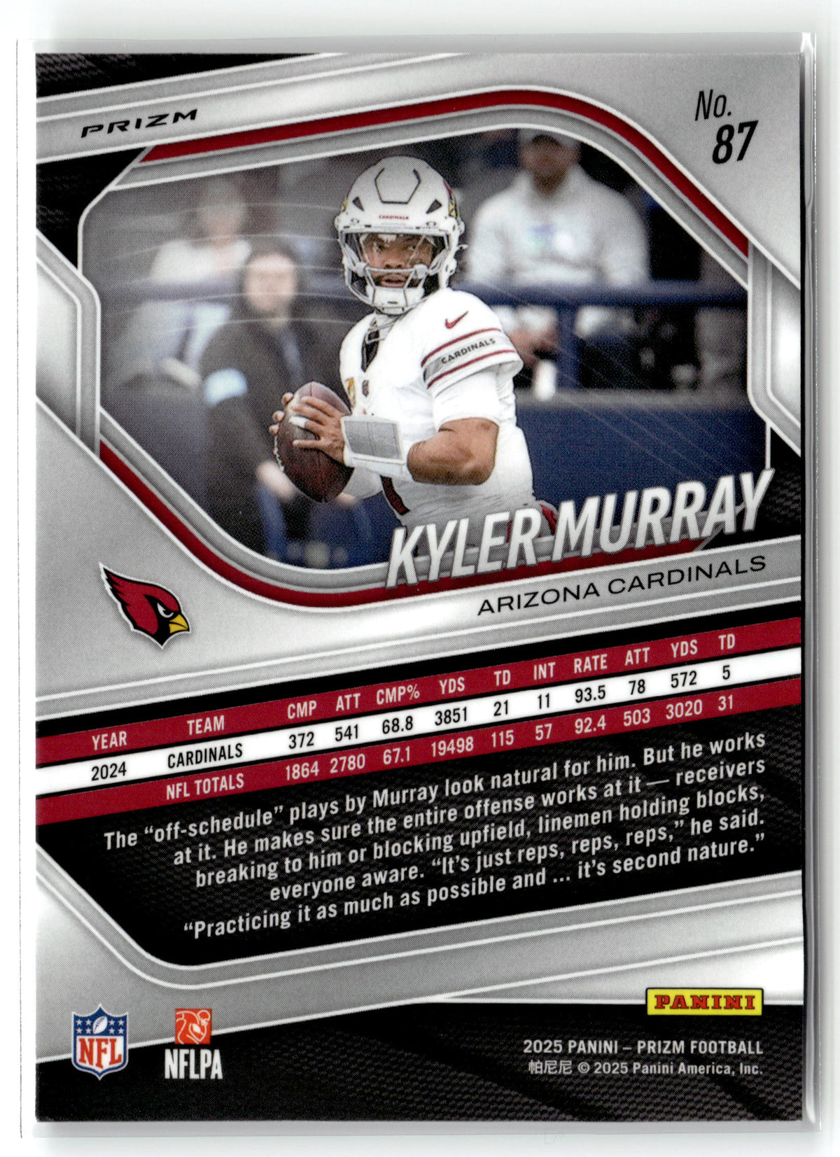 2025 Panini Prizm #87 Kyler Murray Silver