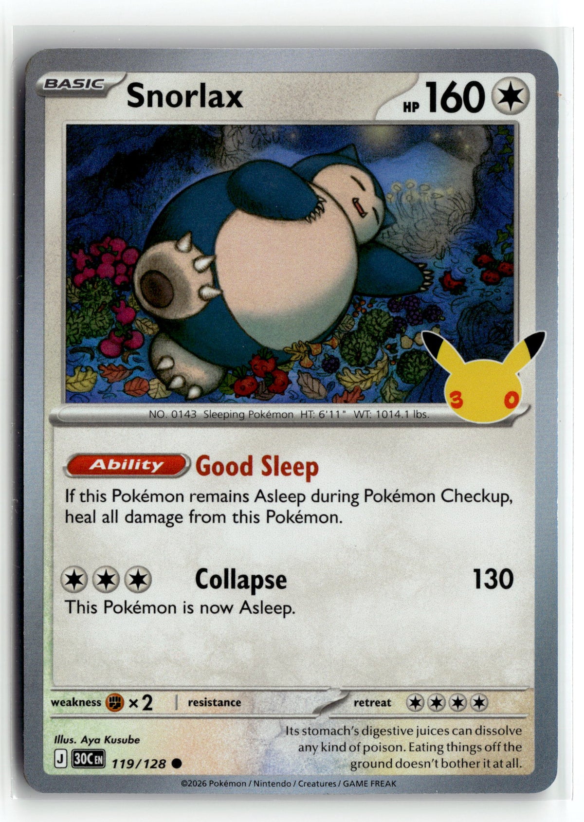 Pokemon tcg ME: 30th Celebration #119/128 Snorlax