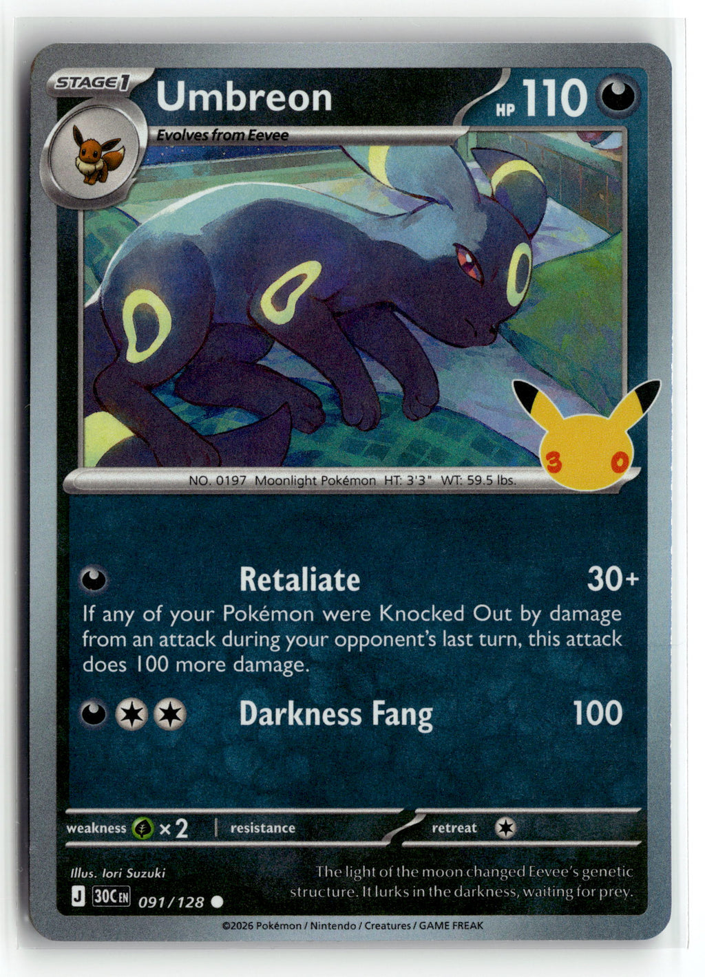 Pokemon tcg ME: 30th Celebration #091/128 Umbreon