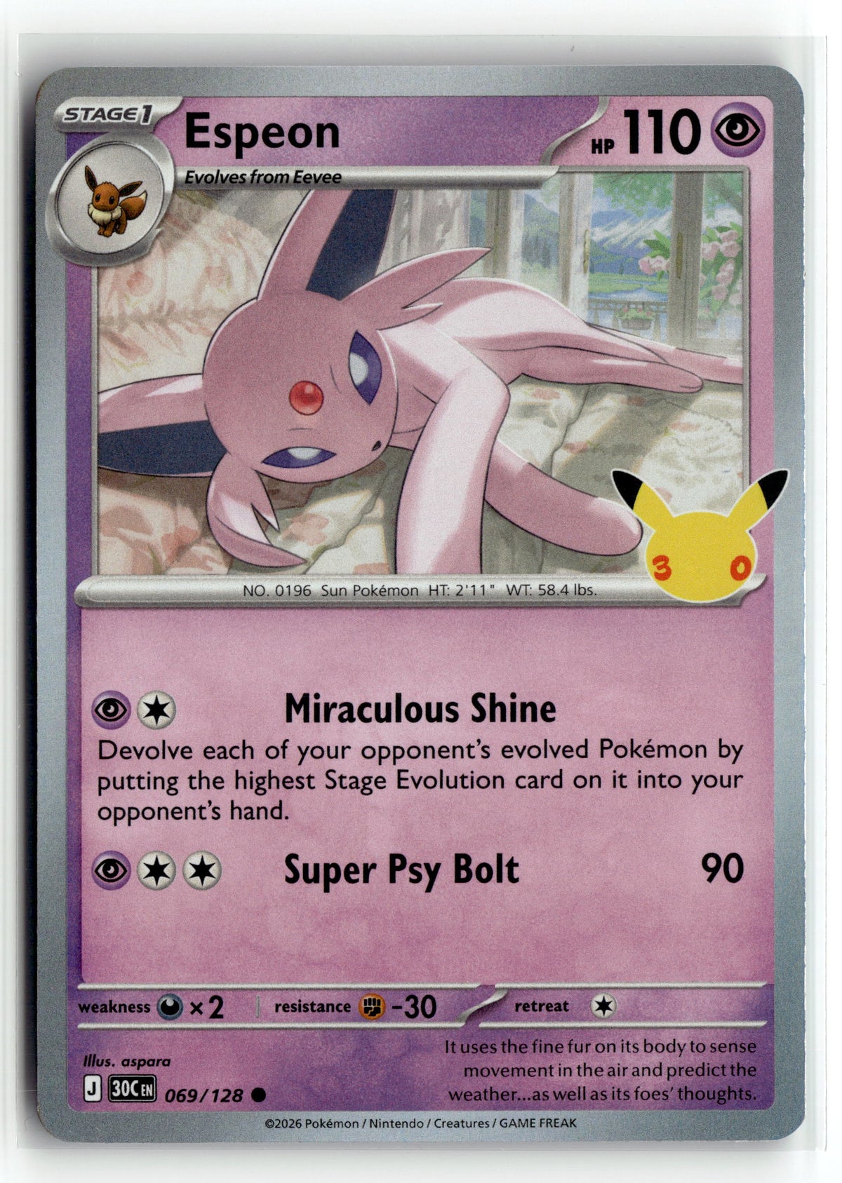 Pokemon tcg ME: 30th Celebration #069/128 Espeon