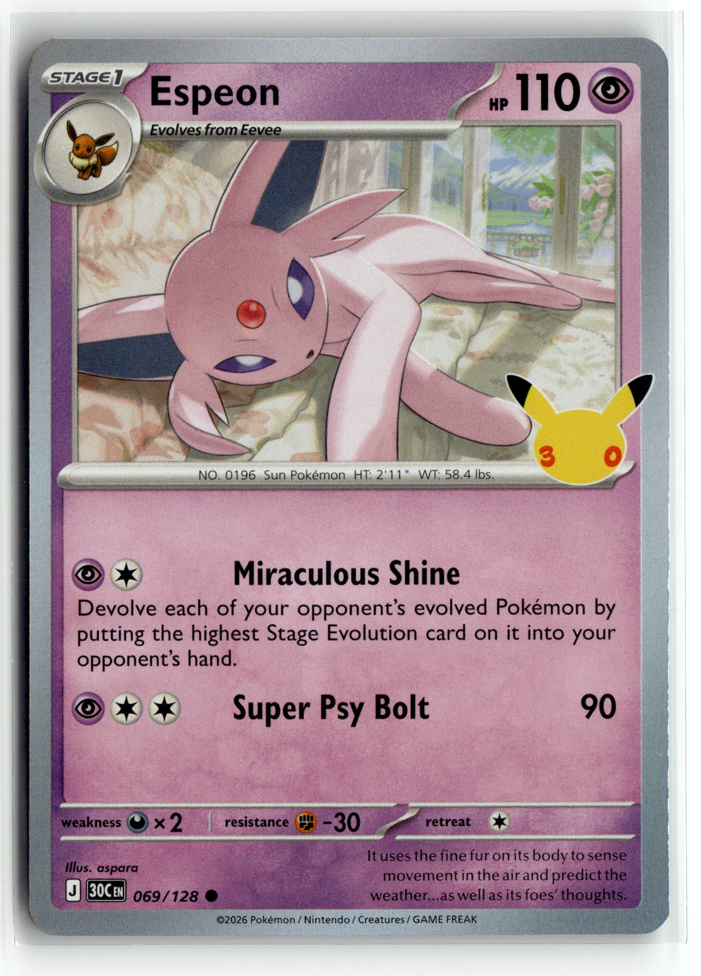 Pokemon tcg ME: 30th Celebration #069/128 Espeon