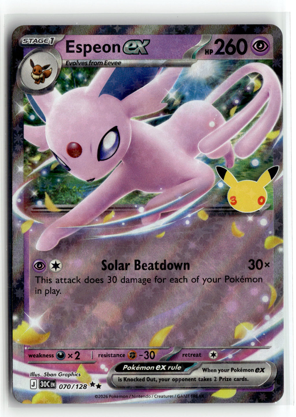 Pokemon tcg ME: 30th Celebration #070/128 Espeon ex