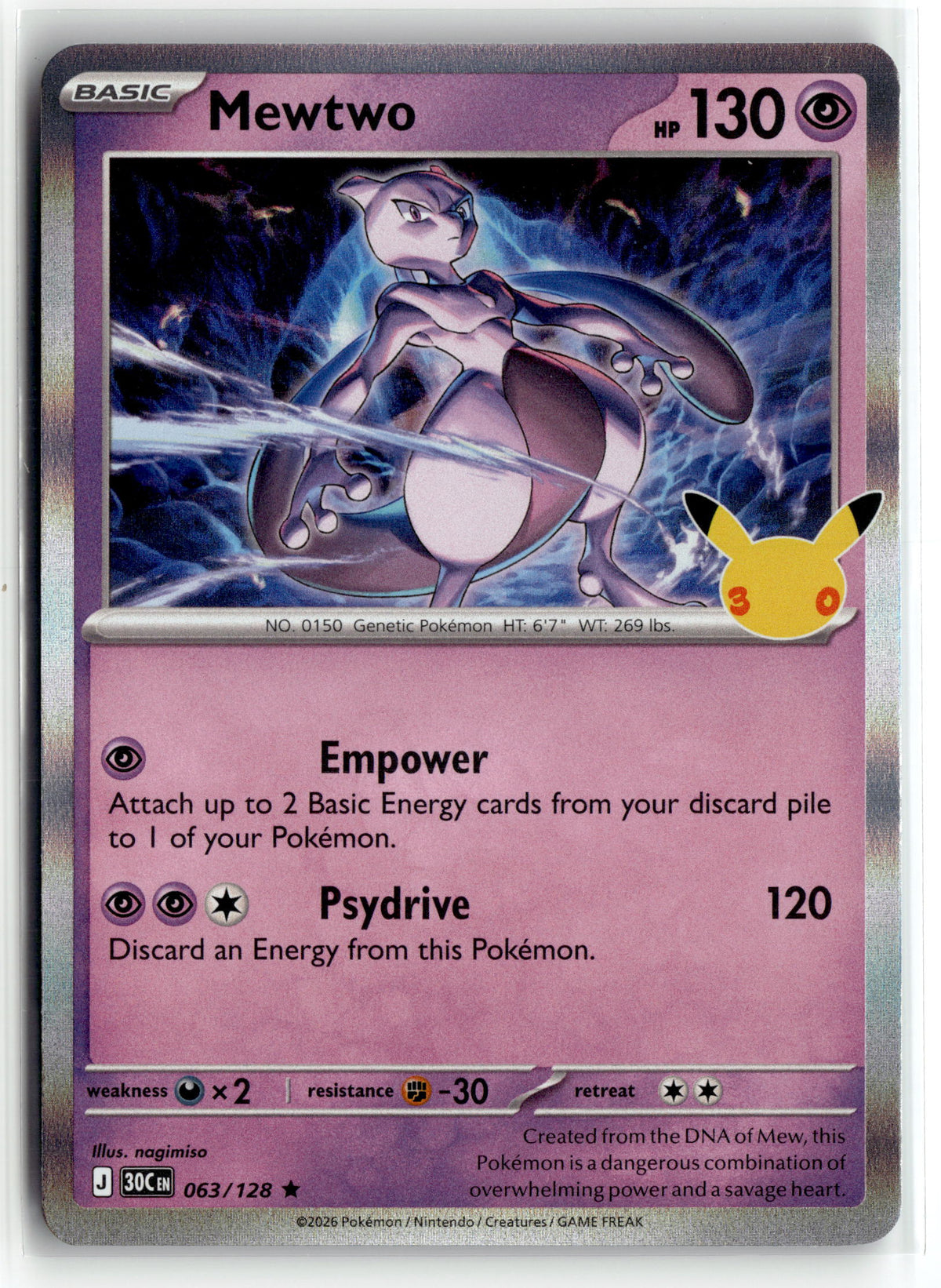 Pokemon tcg ME: 30th Celebration #063/128 Mewtwo
