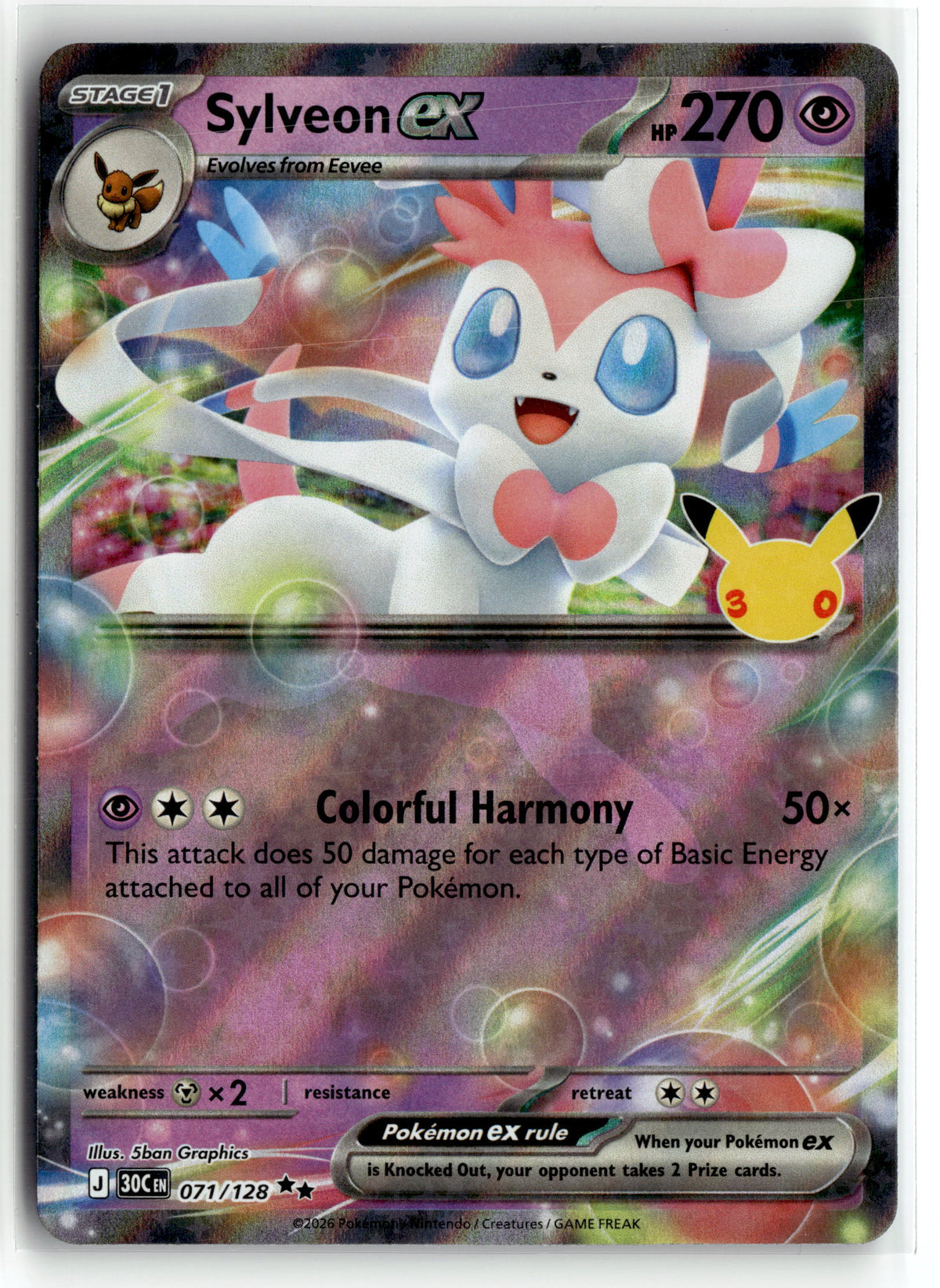 Pokemon tcg ME: 30th Celebration #071/128 Sylveon ex