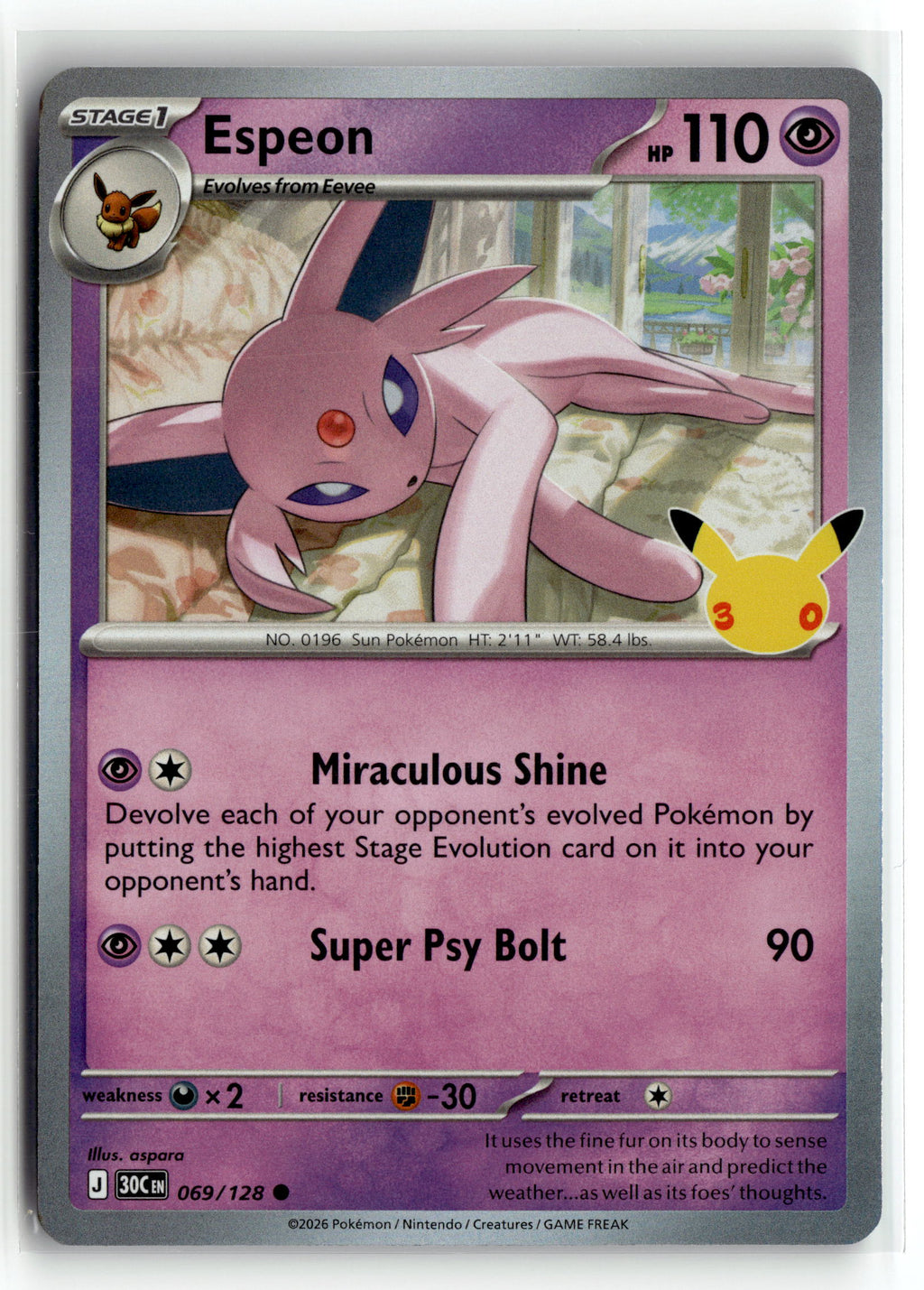 Pokemon tcg ME: 30th Celebration #069/128 Espeon