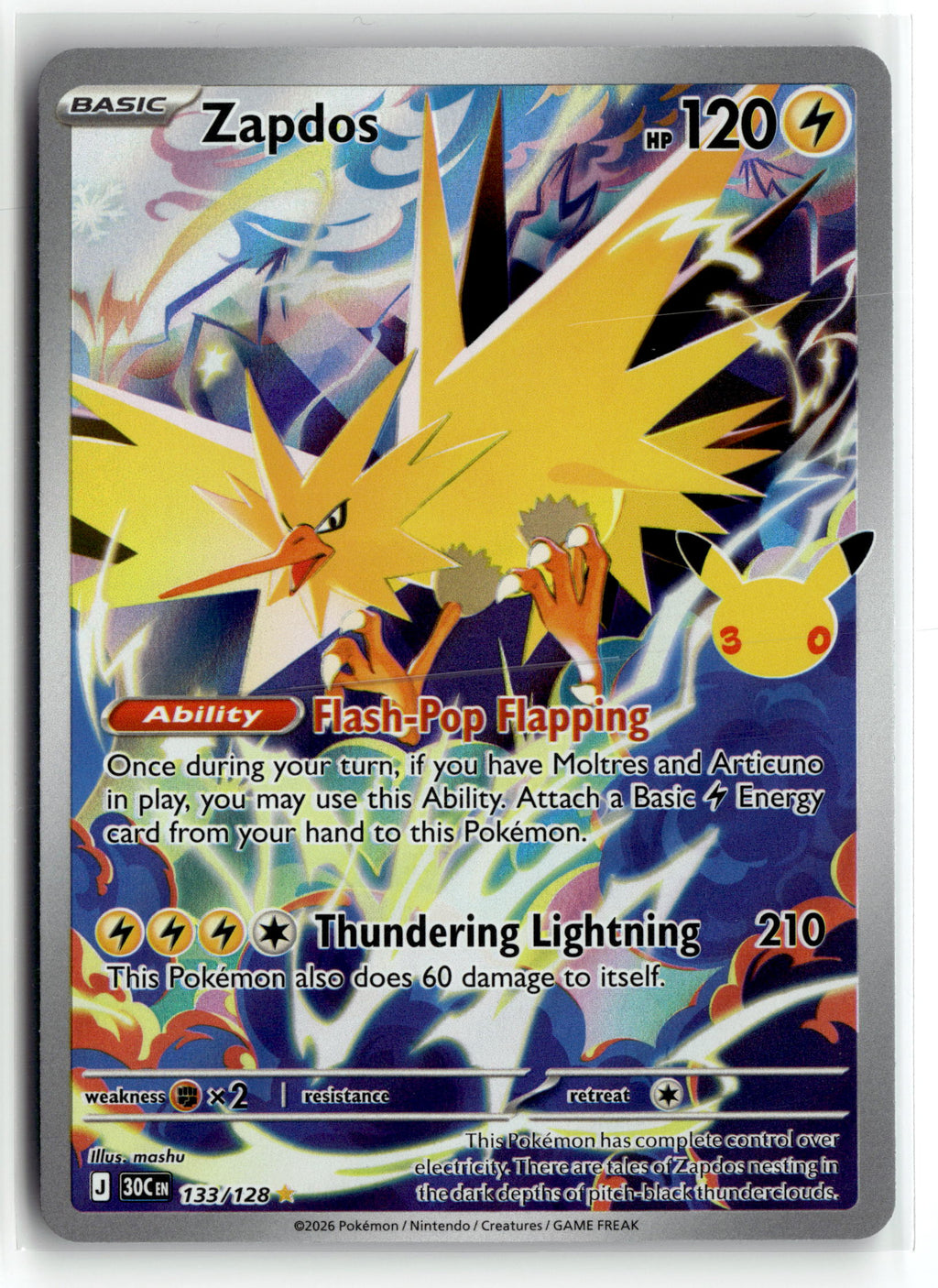Pokemon tcg ME: 30th Celebration #133/128 Zapdos