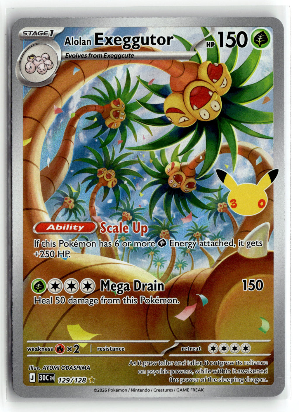 Pokemon tcg ME: 30th Celebration #129/128 Alolan Exeggutor
