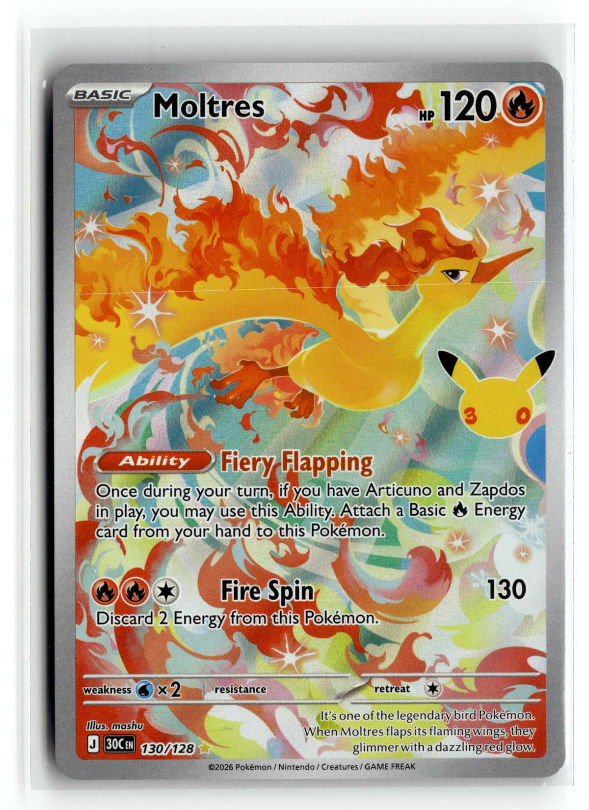 Pokemon tcg ME: 30th Celebration #130/128 Moltres