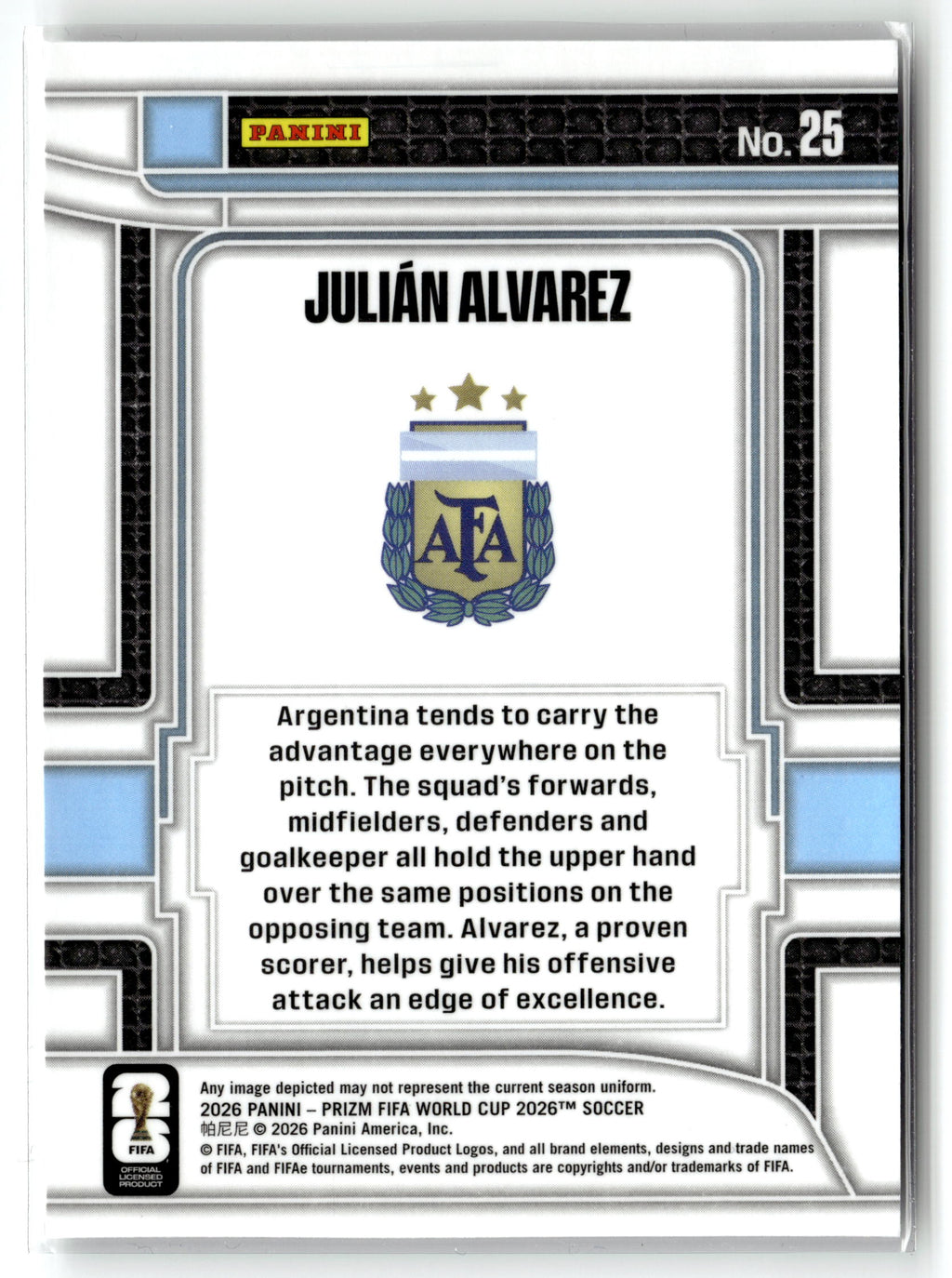 2026 Panini Prizm FIFA World Cup #25 Julian Alvarez Scorers Club