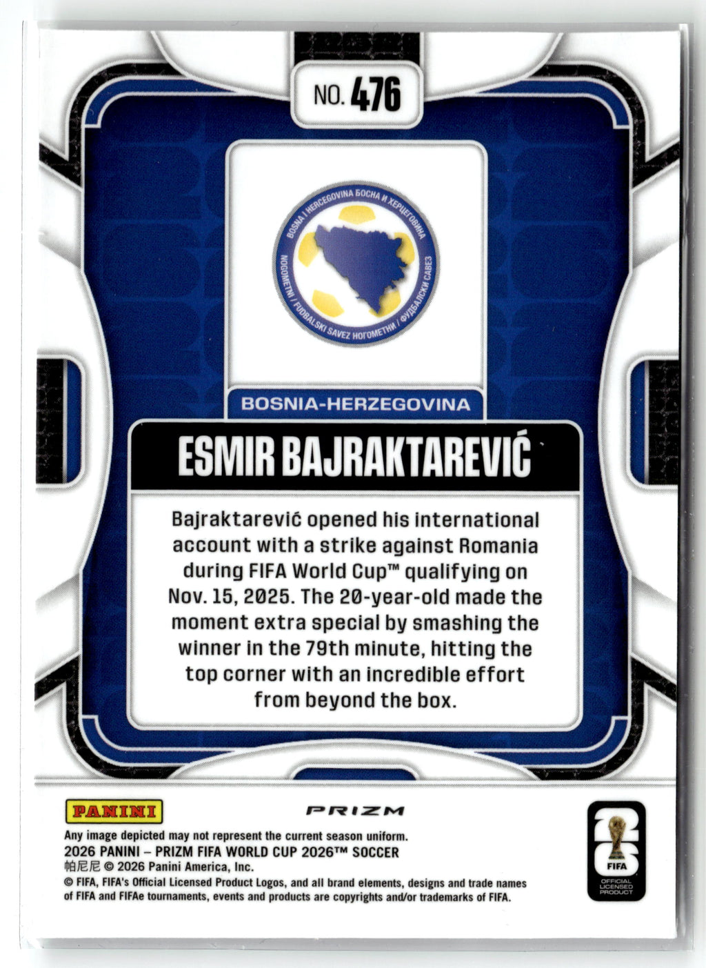 2026 Panini Prizm FIFA World Cup #476 Esmir Bajraktarevic Wave Prizm
