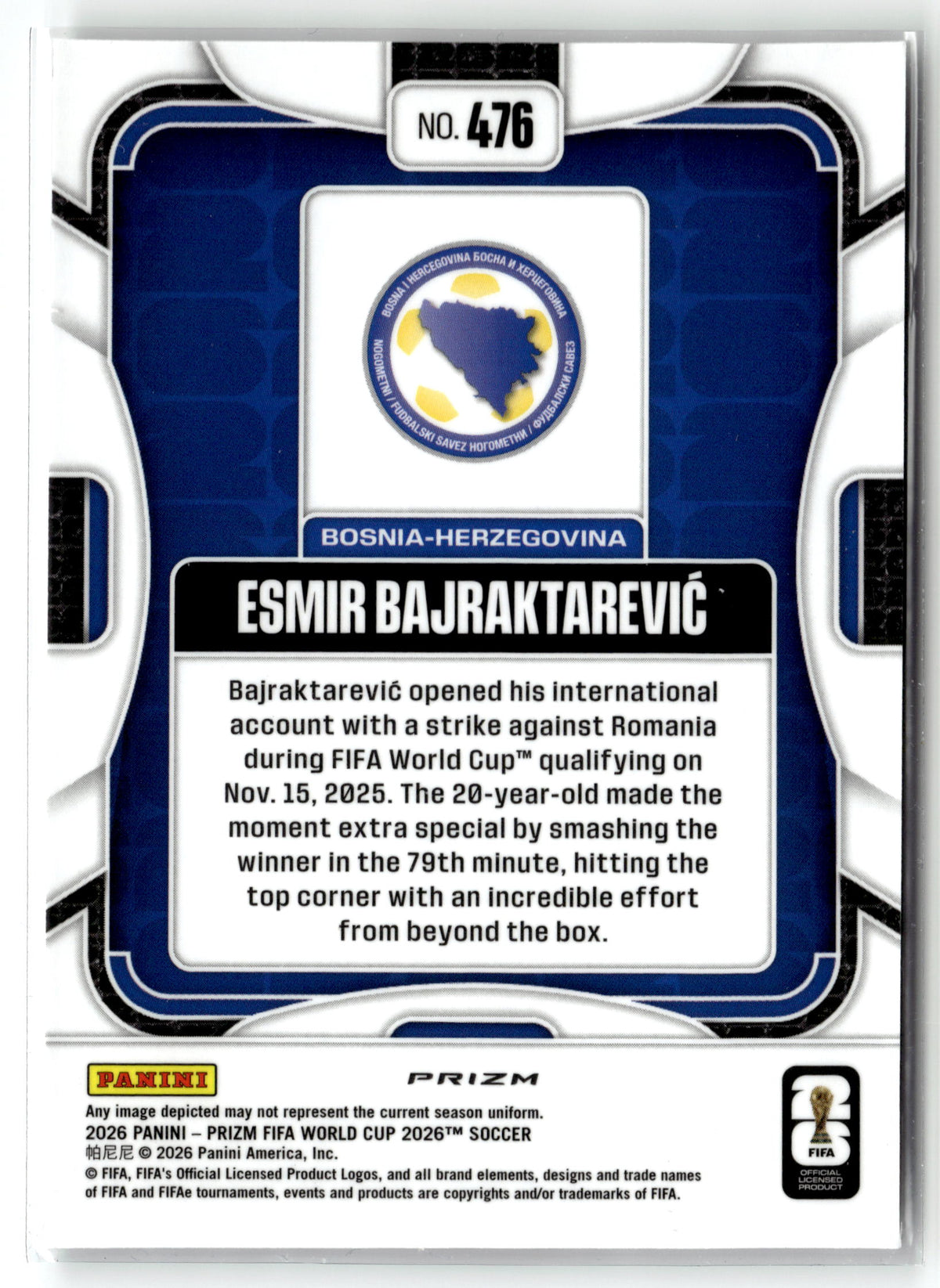 2026 Panini Prizm FIFA World Cup #476 Esmir Bajraktarevic Wave Prizm