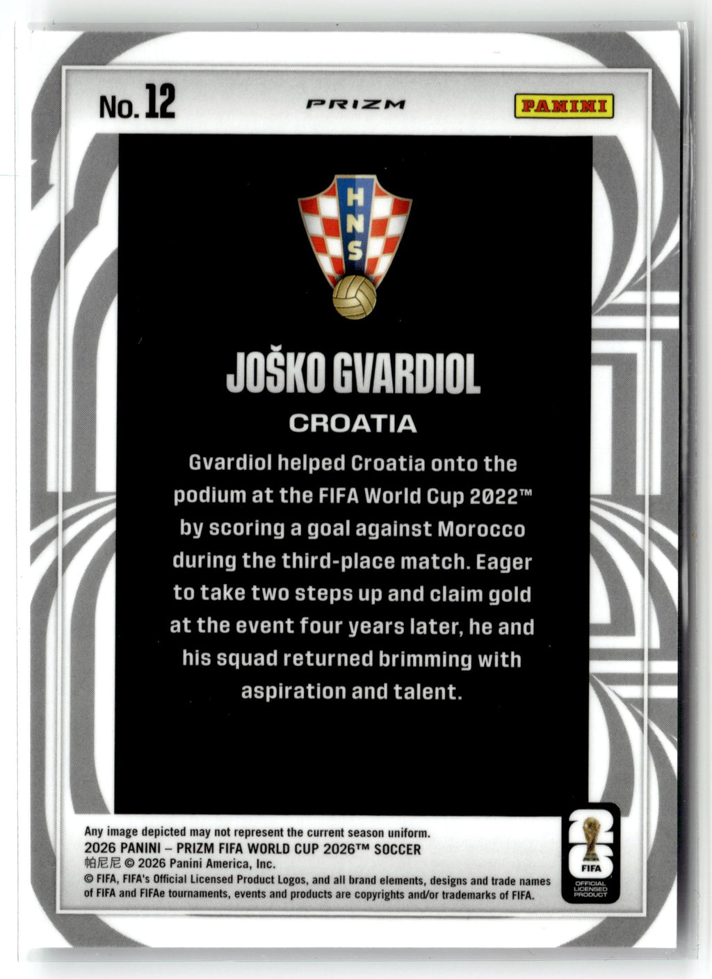 2026 Panini Prizm FIFA World Cup #12 Josko Gvardiol Screamers