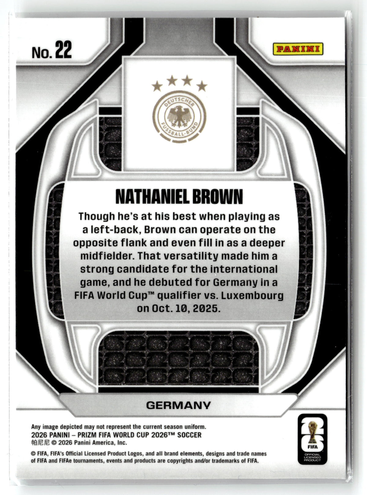 2026 Panini Prizm FIFA World Cup #22 Nathaniel Brown New Era