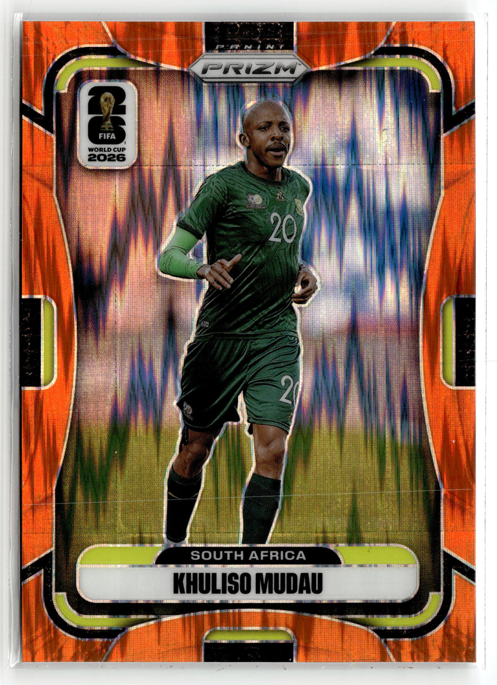 2026 Panini Prizm FIFA World Cup #413 Khuliso Mudau Orange Flash Prizm #/315