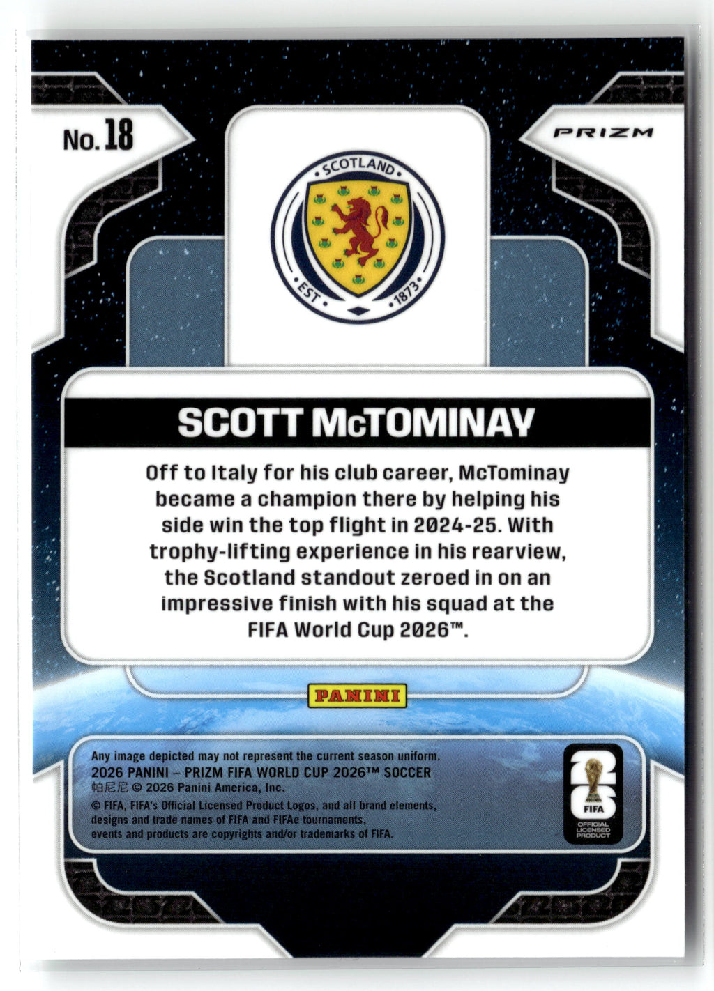 2026 Panini Prizm FIFA World Cup #18 Scott McTominay Global Reach
