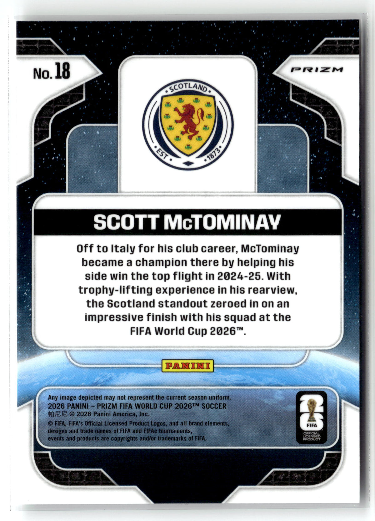 2026 Panini Prizm FIFA World Cup #18 Scott McTominay Global Reach