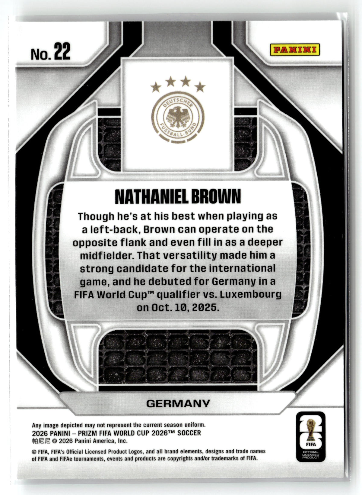2026 Panini Prizm FIFA World Cup #22 Nathaniel Brown New Era
