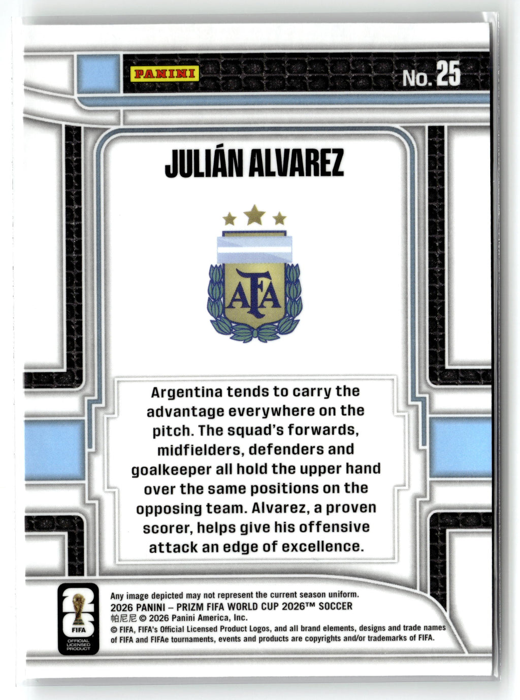 2026 Panini Prizm FIFA World Cup #25 Julian Alvarez Scorers Club