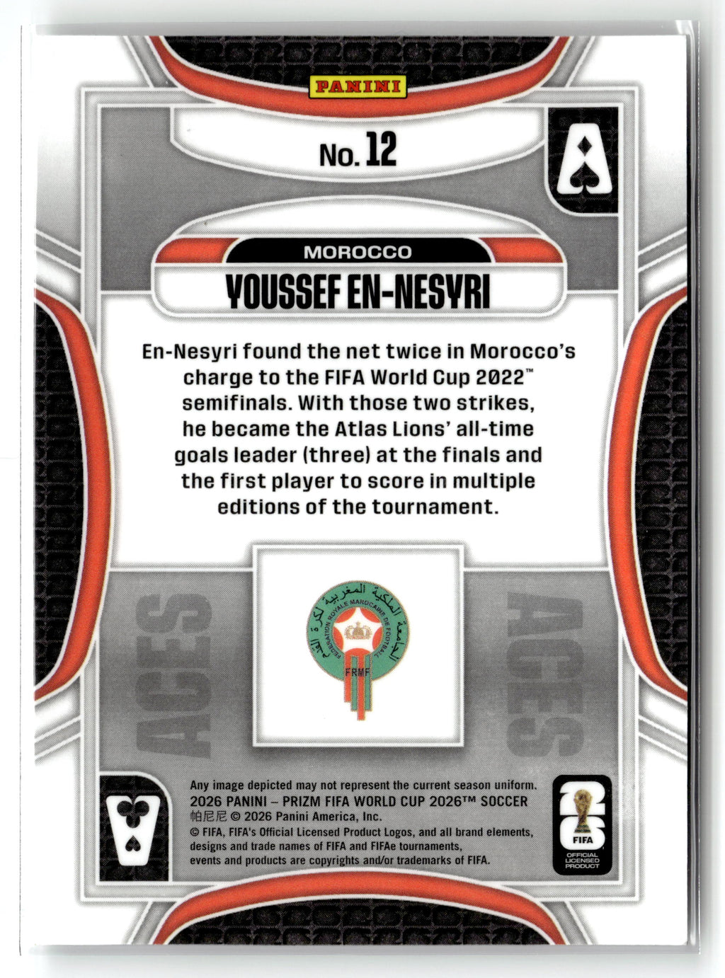 2026 Panini Prizm FIFA World Cup #12 Youssef En-Nesyri Aces