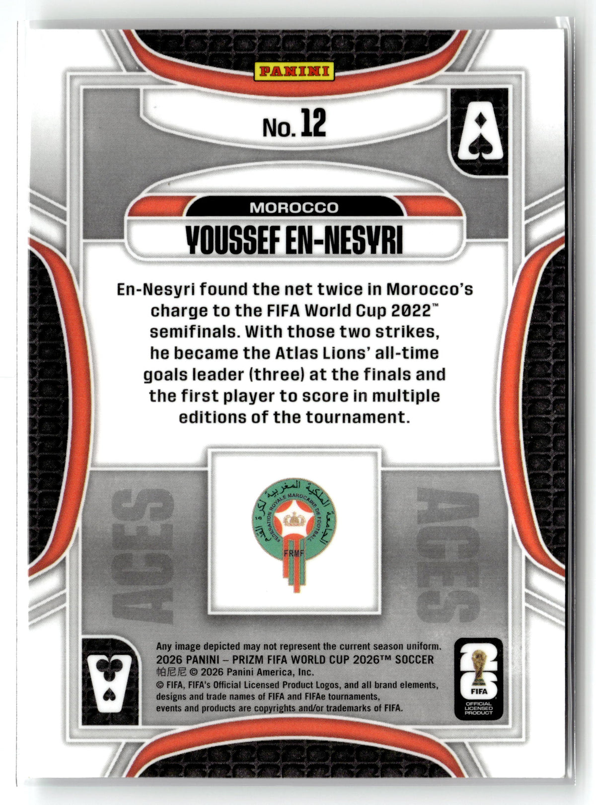 2026 Panini Prizm FIFA World Cup #12 Youssef En-Nesyri Aces