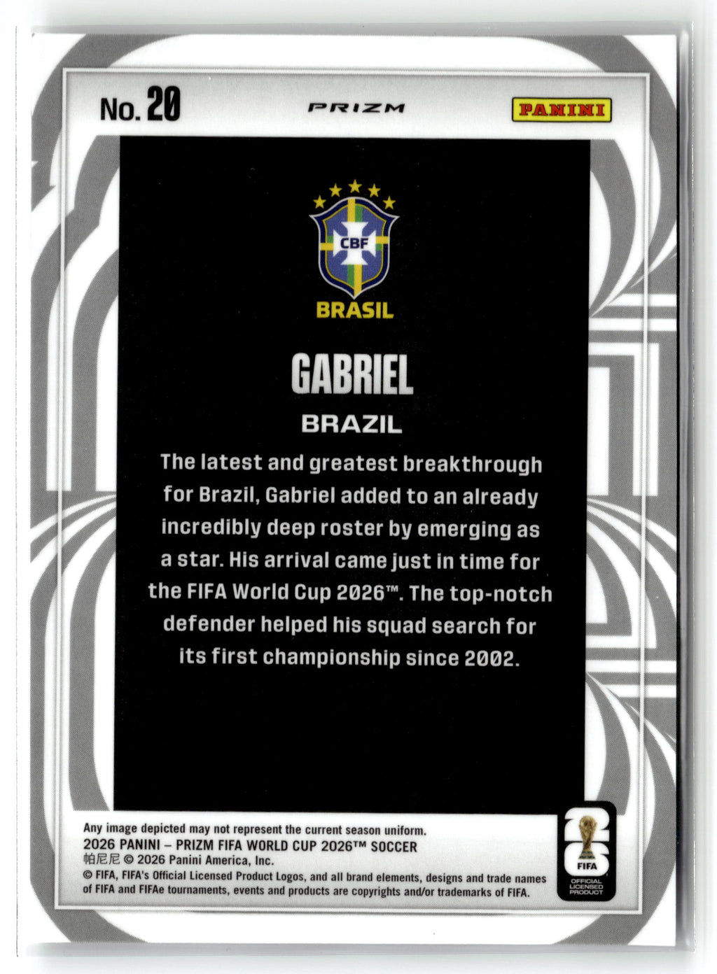 2026 Panini Prizm FIFA World Cup #20 Gabriel Screamers