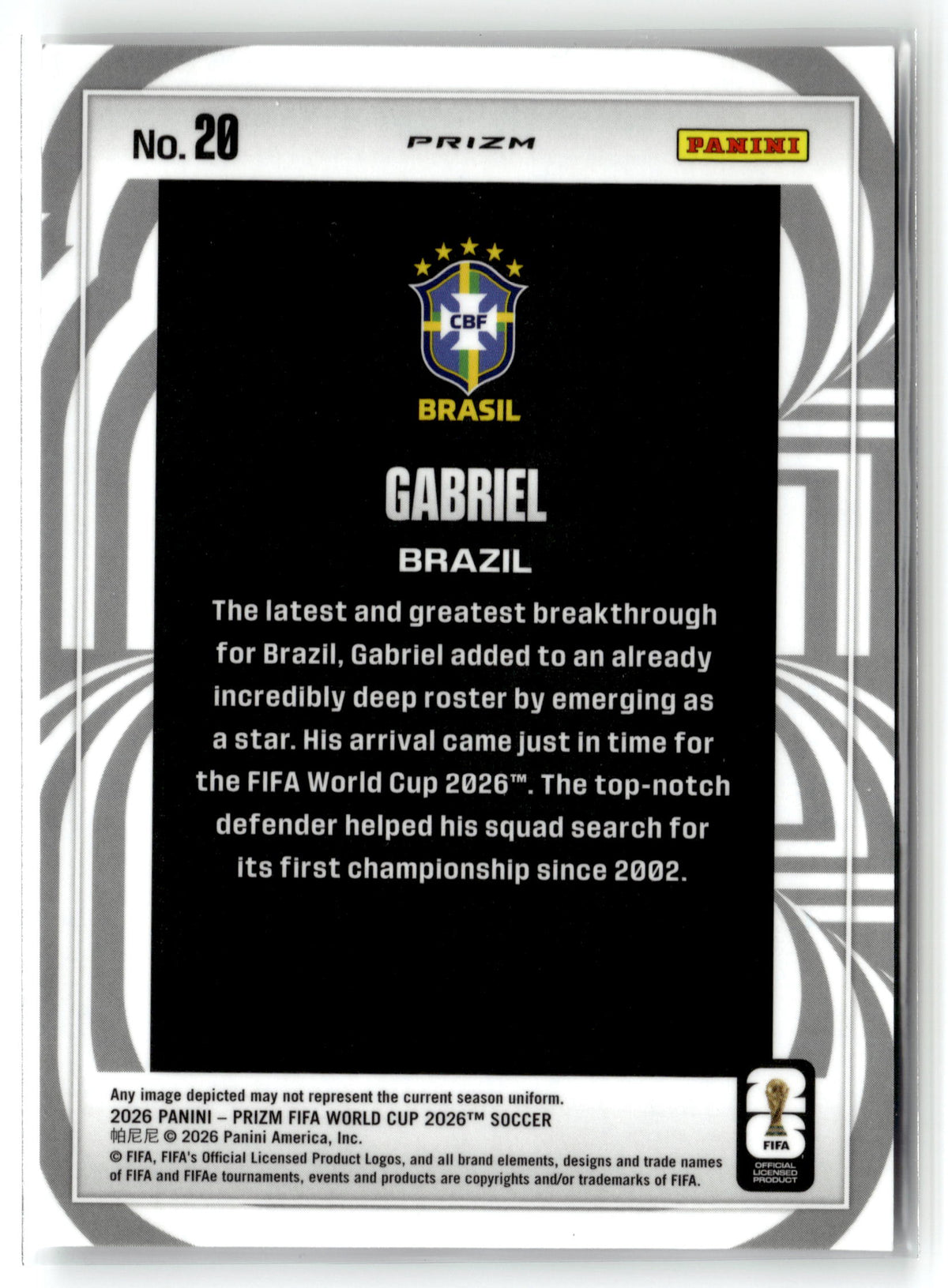2026 Panini Prizm FIFA World Cup #20 Gabriel Screamers