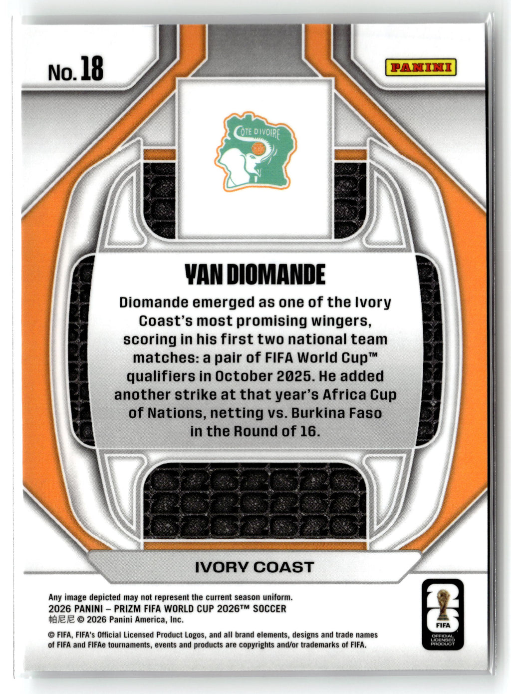 2026 Panini Prizm FIFA World Cup #18 Yan Diomande New Era
