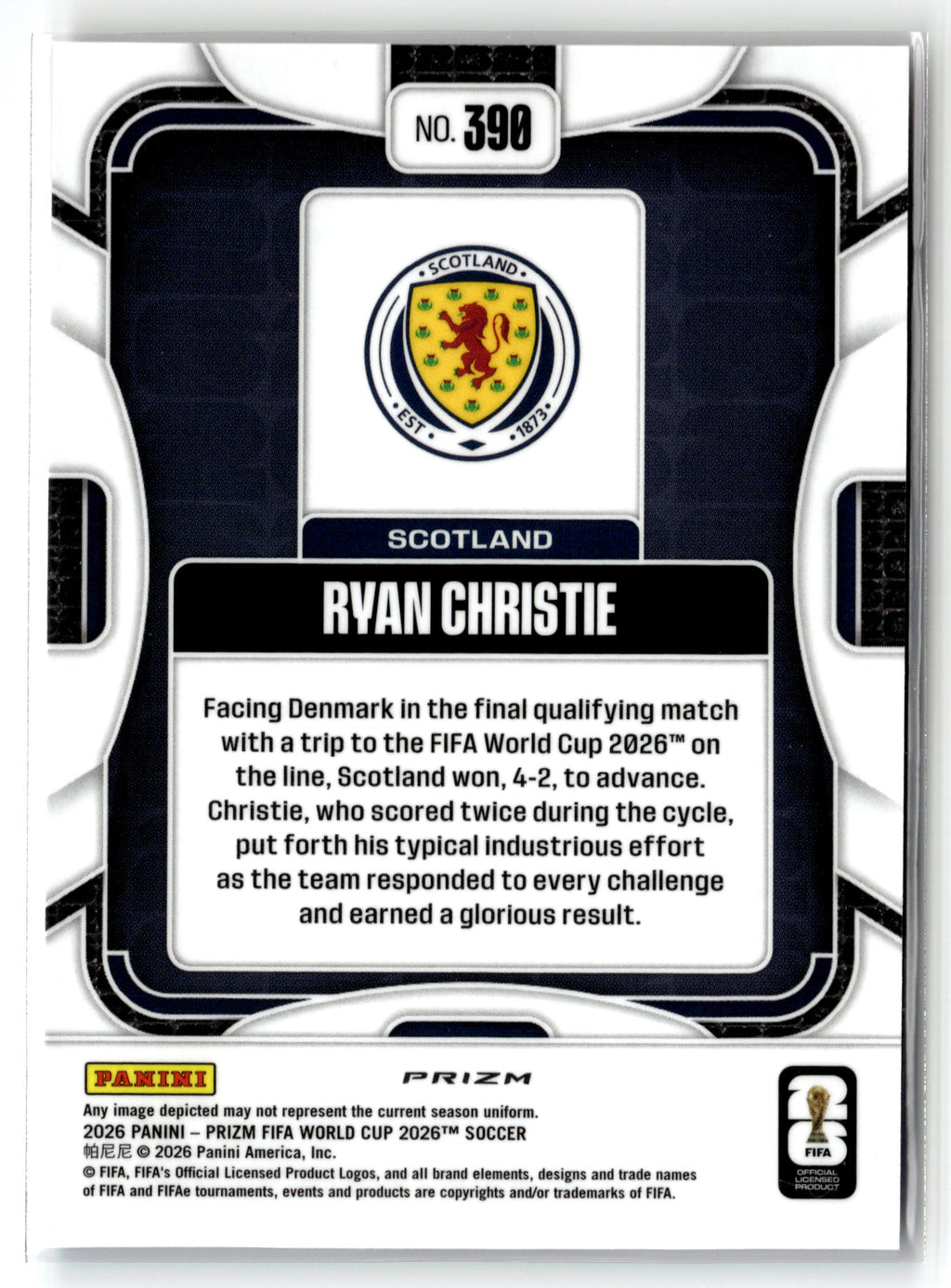 2026 Panini Prizm FIFA World Cup #390 Ryan Christie Red, White & Blue Prizm