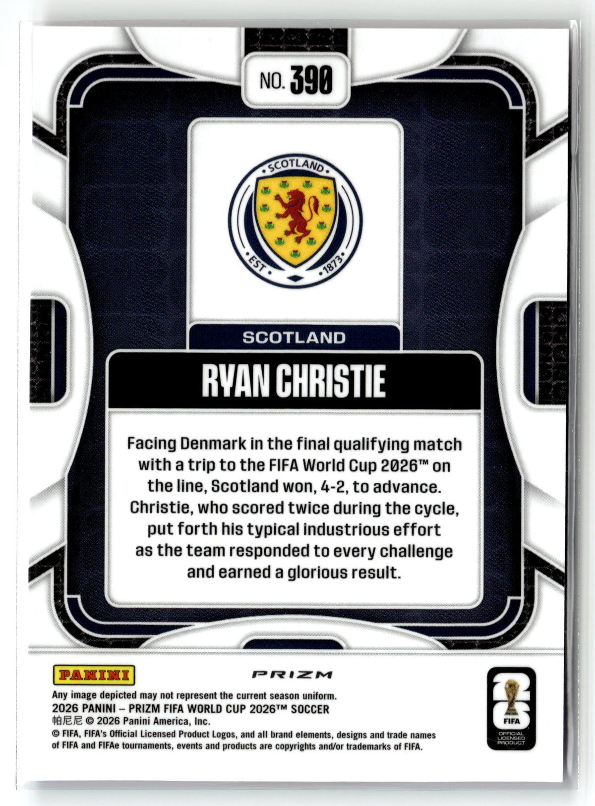 2026 Panini Prizm FIFA World Cup #390 Ryan Christie Red, White & Blue Prizm