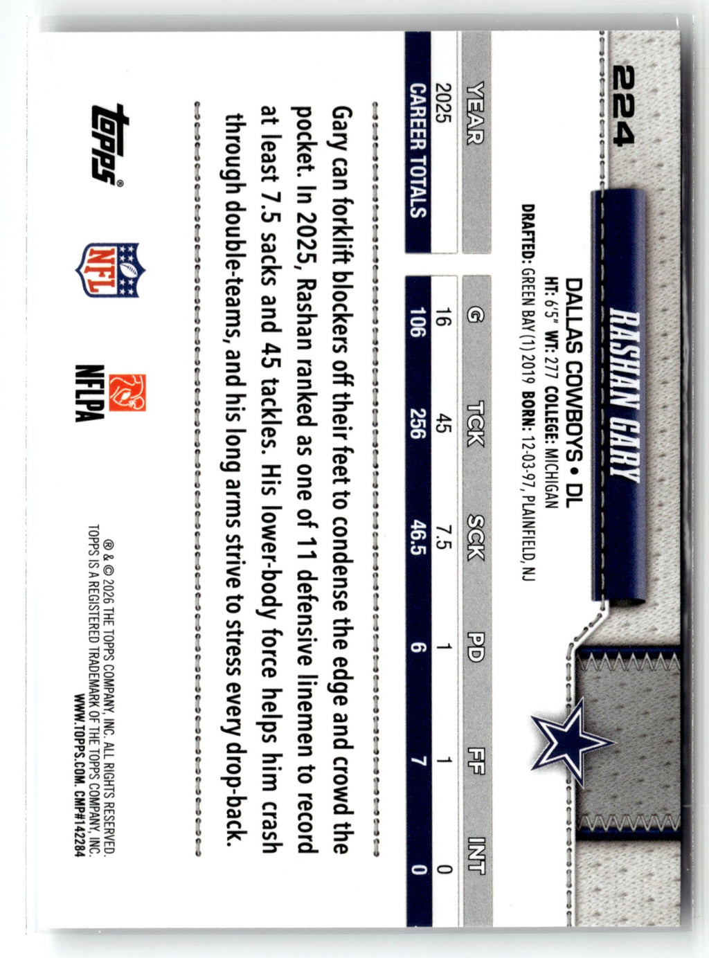 2026 Topps Flagship #224 Rashan Gary Diamante Foil