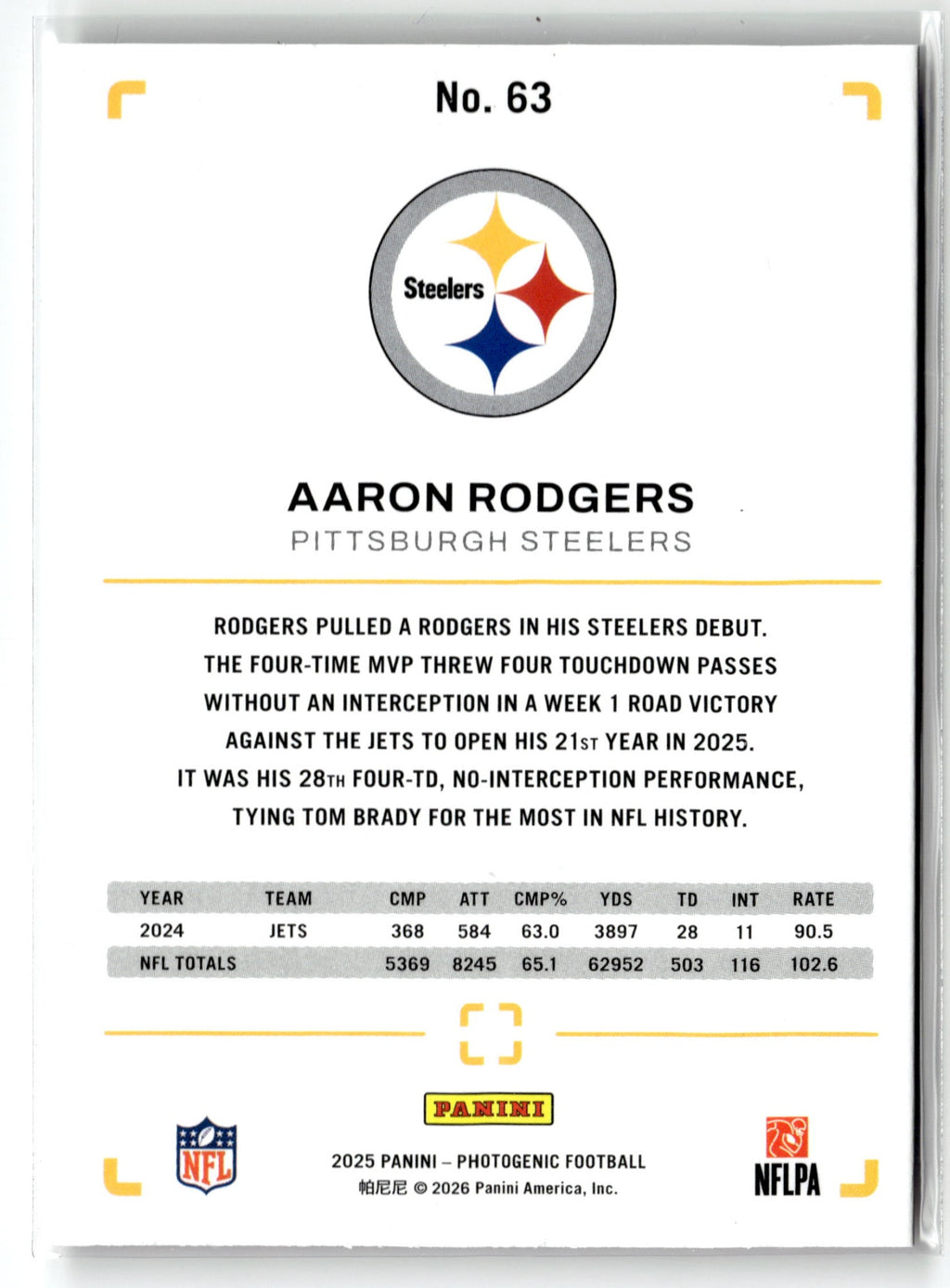 2025 Panini Photogenic #63 Aaron Rodgers Red #/125