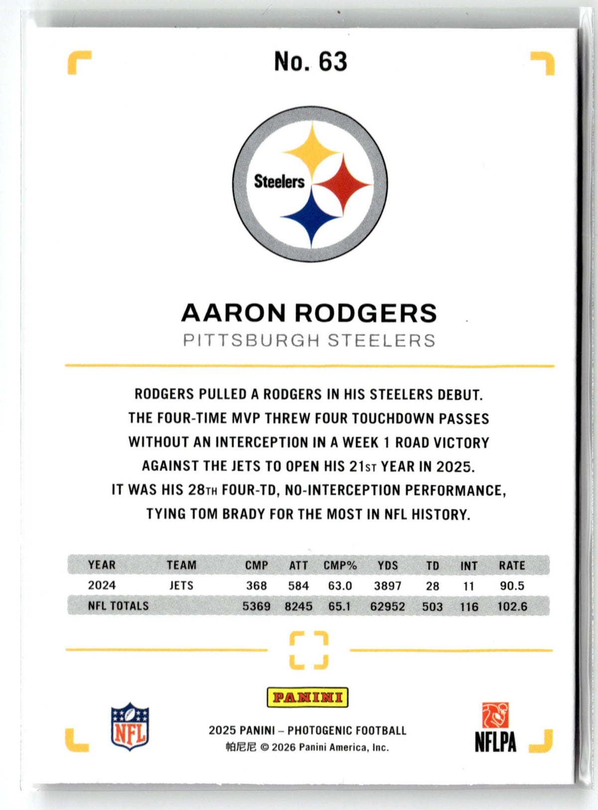 2025 Panini Photogenic #63 Aaron Rodgers Red #/125