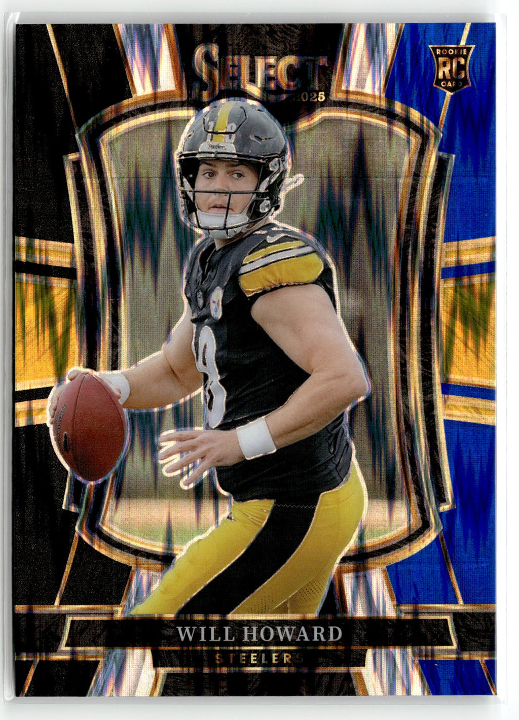 2025 Panini Select #152 Will Howard Black and Blue Prizm Shock