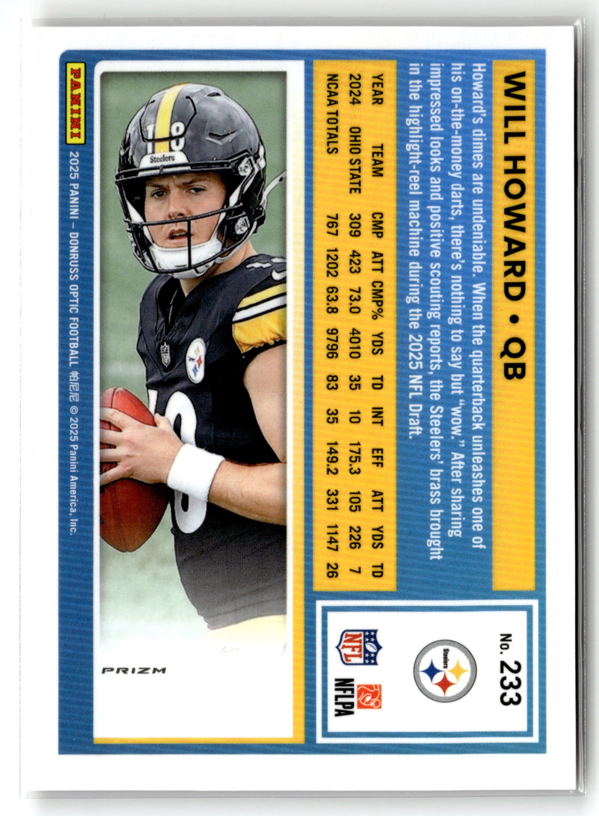 2025 Donruss Optic #233 Will Howard Red Scope
