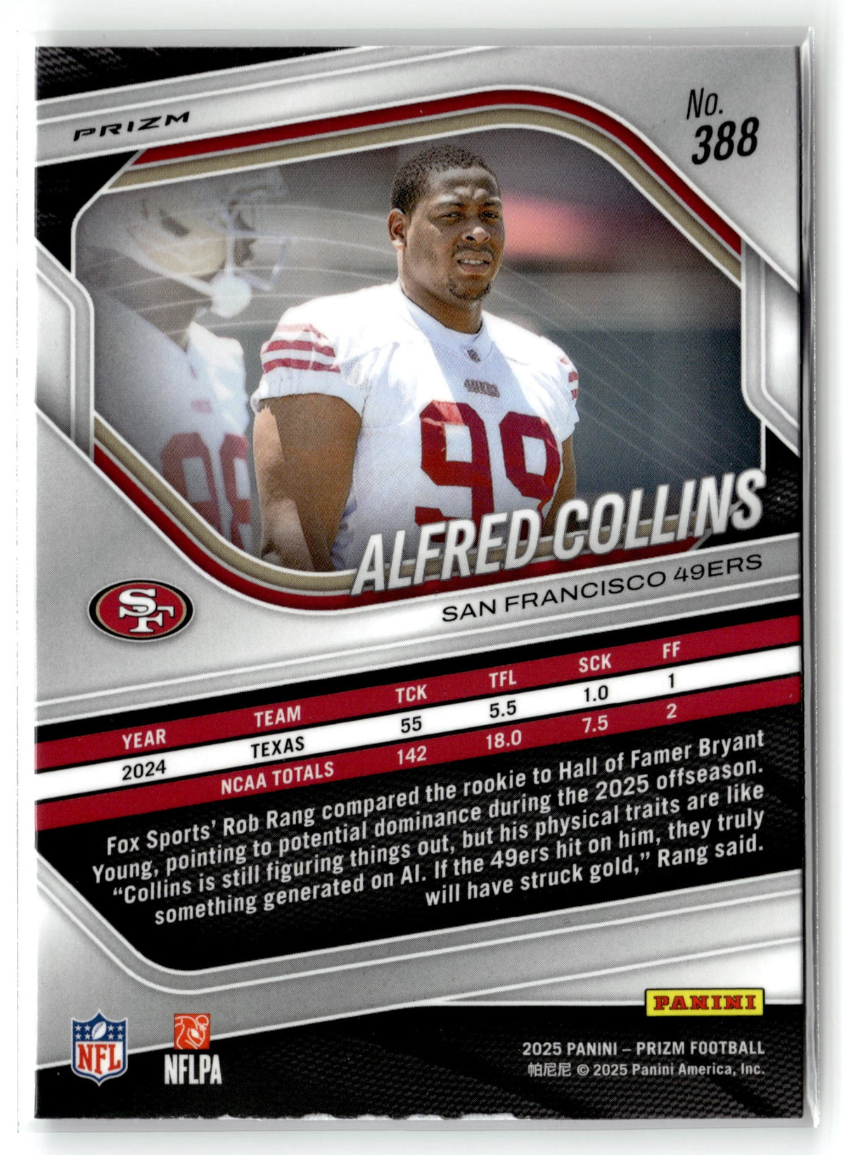 2025 Panini Prizm #388 Alfred Collins White Disco