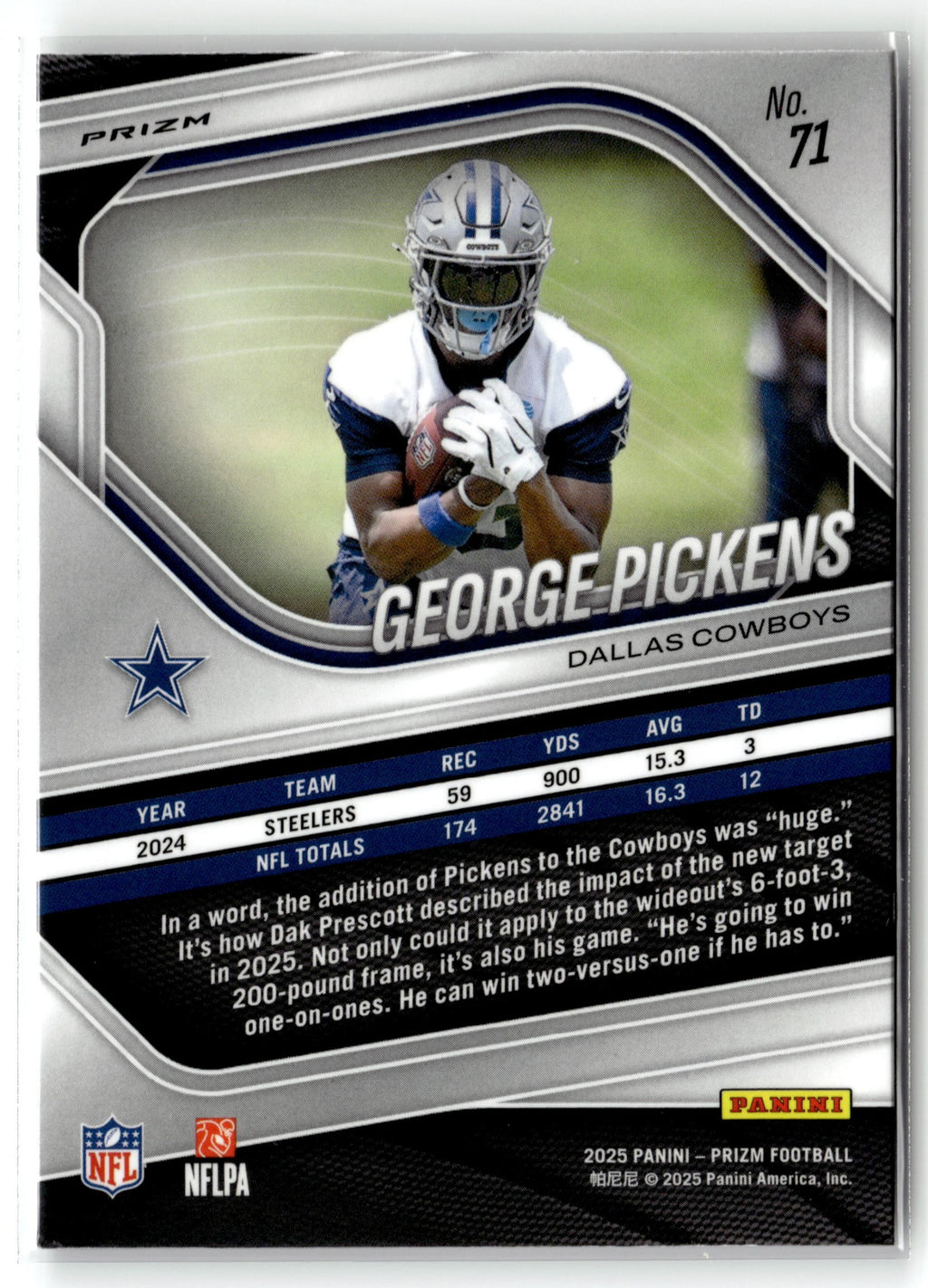 2025 Panini Prizm #71 George Pickens Silver