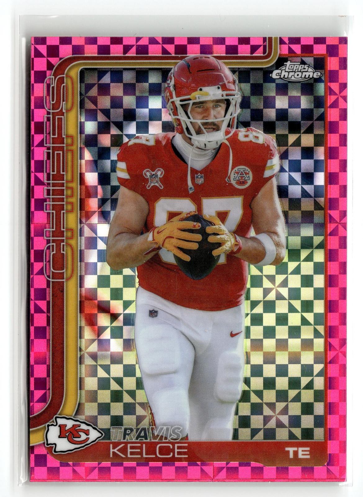 2025 Topps Chrome #150 Travis Kelce Hot Pink X-Fractor